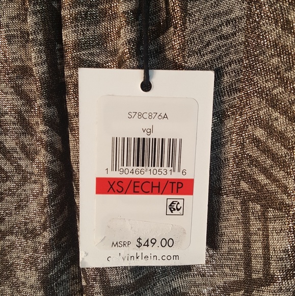 XS Calvin Klein Metallic Geometric Blouse - Picture 7 of 7
